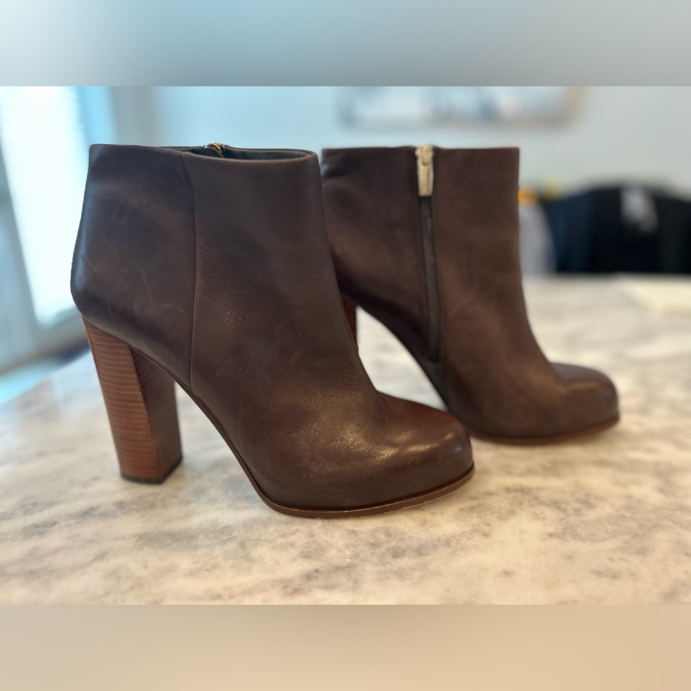 Vince Camuto brown leather booties